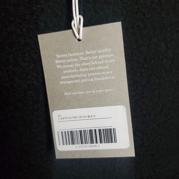 Everlane The ReNew Fleece Oversized Crew Black Small NWT Teddy Sweatshirt - Picture 10 of 16